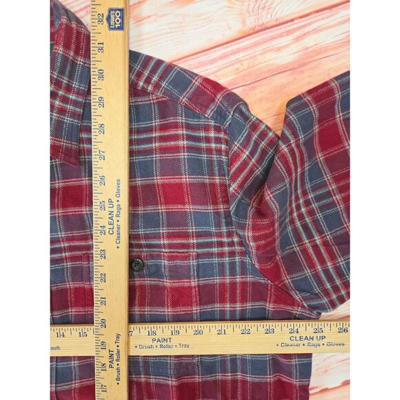 Orvis Mens Classic Fit Red & Blue Plaid Flannel Shirt Large - Picture 8 of 8